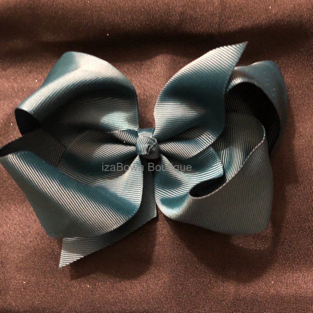 Dark Teal 6" Boutique Bow  HANDCRAFTED   -kids-